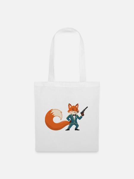 Fuchs Gentleman mit Pistole - Stoffbeutel - Weiß