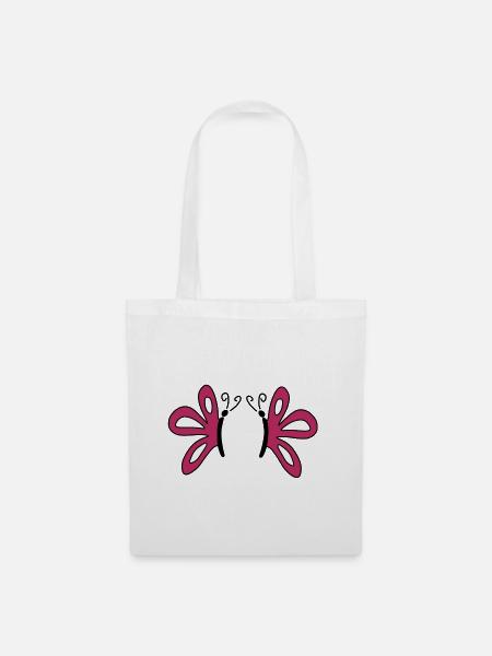 Pinke Schmetterlinge Geschenk für sie - Stoffbeutel - Weiß