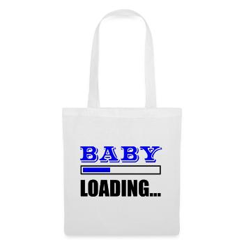 Blaues Großbuchstaben BABY Design - Stoffbeutel - Weiß - Vorne