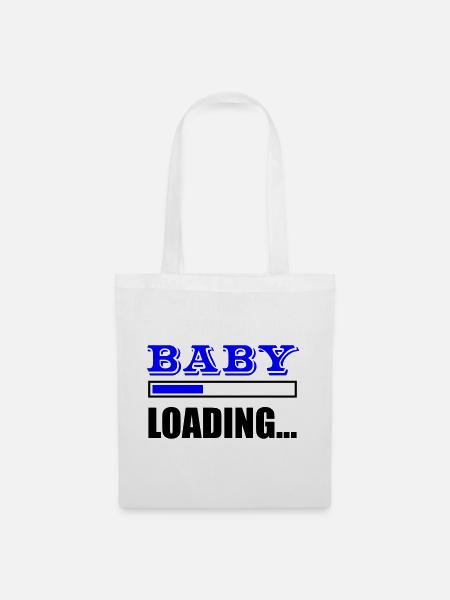 Blaues Großbuchstaben BABY Design - Stoffbeutel - Weiß