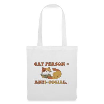 Katze liest, Anti-Social - Stoffbeutel - Weiß - Vorne