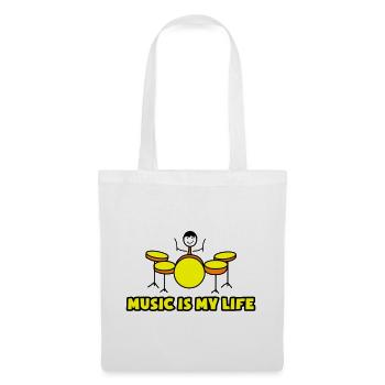 Musik ist mein Leben Drum-Logo - Stoffbeutel - Weiß - Vorne