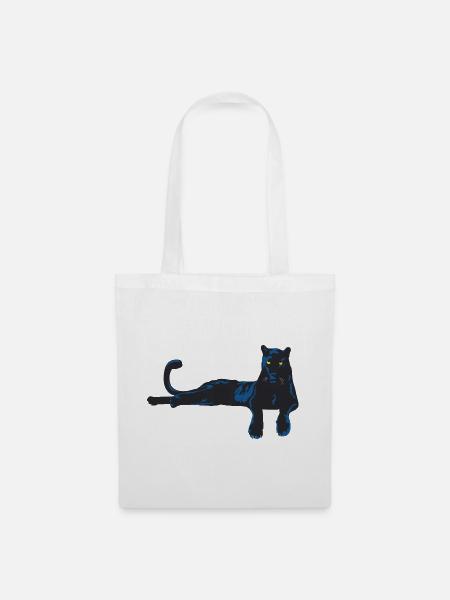 Panter mit blauen Akzenten - Stoffbeutel - Weiß
