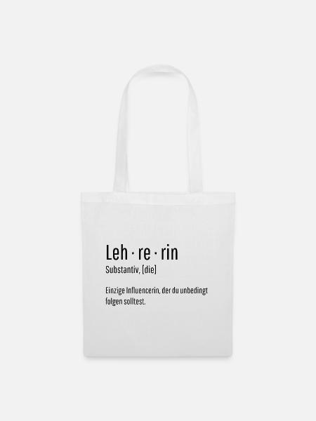 Lehrerin Substantiv Influencerin Lustig Geschenk - Stoffbeutel - Weiß