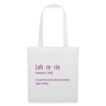 Lehrerin Substantiv Influencerin Lustig Geschenk - Stoffbeutel - Weiß - Vorne