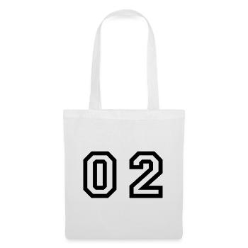 Nummer - 02 - null zwei - Stoffbeutel - Weiß - Vorne