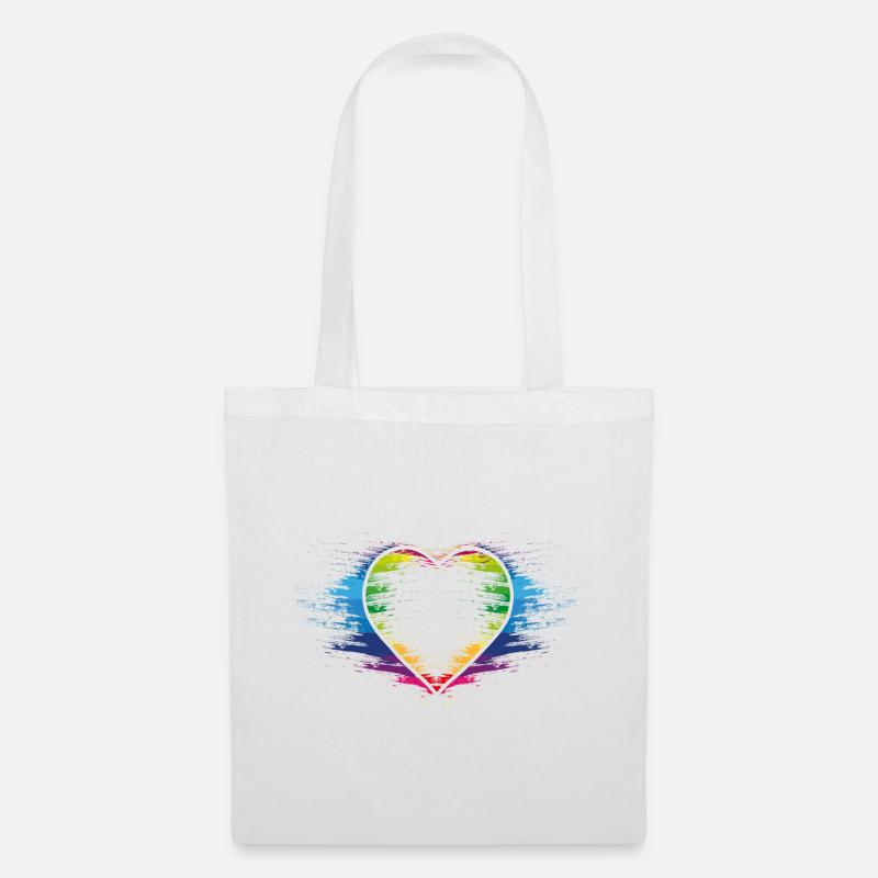 Regenbogen Herz - Stoffbeutel - Weiß