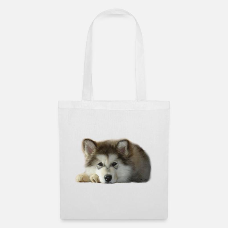 Maia Malamute Puppy - Tote Bag - white