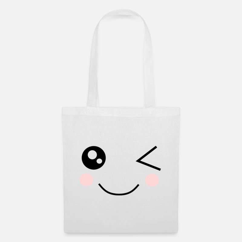 Kawaii Gesicht lustig - Stoffbeutel - Weiß