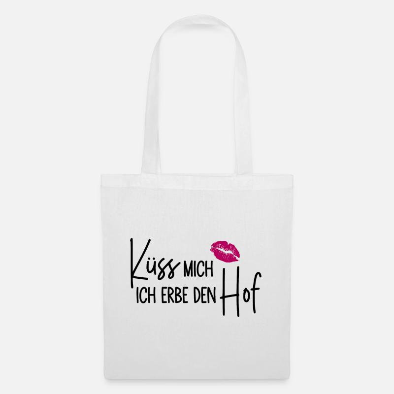 Küss mich Ich erbe den Hof - Stoffbeutel - Weiß