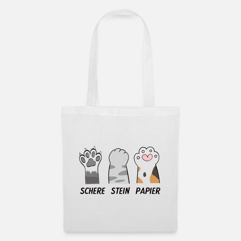 Katze Schere Stein Papier Geschenkidee Katzen - Stoffbeutel - Weiß