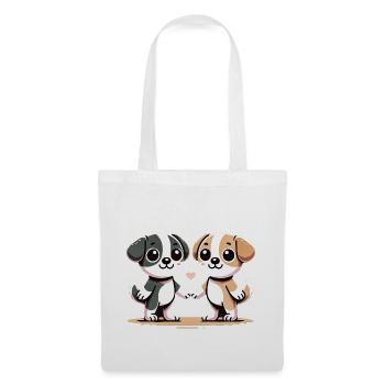 Two Cute Dog Friends Holding Hands - Stoffbeutel - Weiß - Vorne