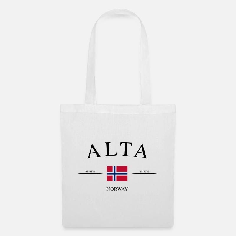 Alta Norwegen – Urlaub Souvenir & Geschenk - Stoffbeutel - Weiß