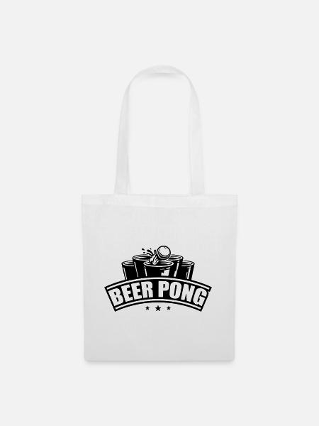 Beer Pong Becher Sterne Schwarz - Stoffbeutel - Weiß