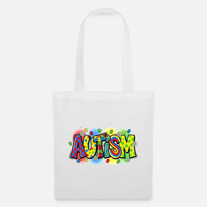 Autism Awareness Puzzle Regenbogen Design - Stoffbeutel - Weiß