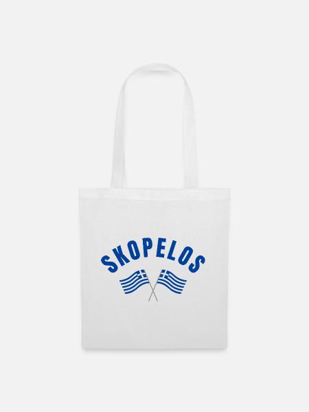 Skopelos Griechische Flaggenemblem - Stoffbeutel - Weiß