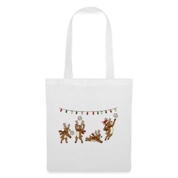 Volleyball Weihnachten Rentiere Wichtelgeschenk - Stoffbeutel - Weiß - Vorne