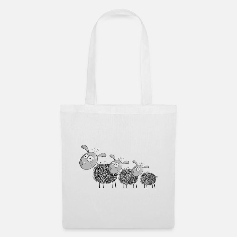 Three wool sheep - sheep cartoon - Tote Bag - white