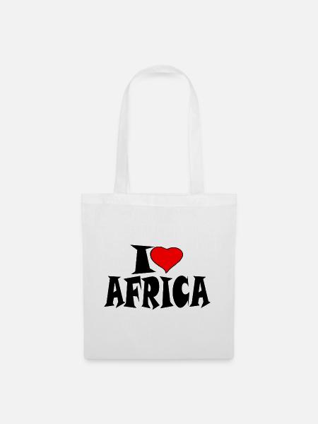 Africa - I Love Africa - Ich Liebe Afrika - Stoffbeutel - Weiß
