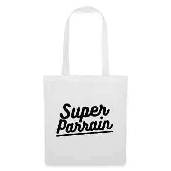 T shirt Super parrain. Cadeau parrain - Sac en tissu - blanc - Devant