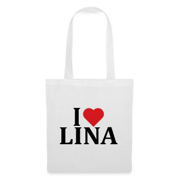 Name T-Shirt I love Lina T-Shirt Geschenkidee - Stoffbeutel - Weiß - Vorne