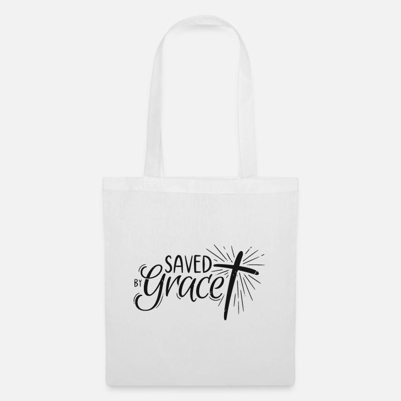 Saved by Grace Lettering - Stoffbeutel - Weiß