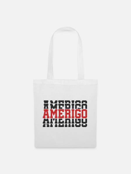 Amerigo T-Shirt Geschenkidee gestapelter Text - Stoffbeutel - Weiß