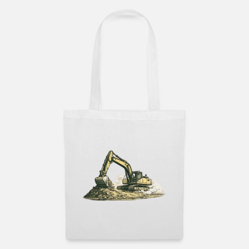 Vintage Excavator Construction Site Construction Machine - Tote Bag - white