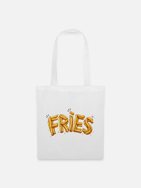 Fries Pommes Typografie Design   - Stoffbeutel - Weiß