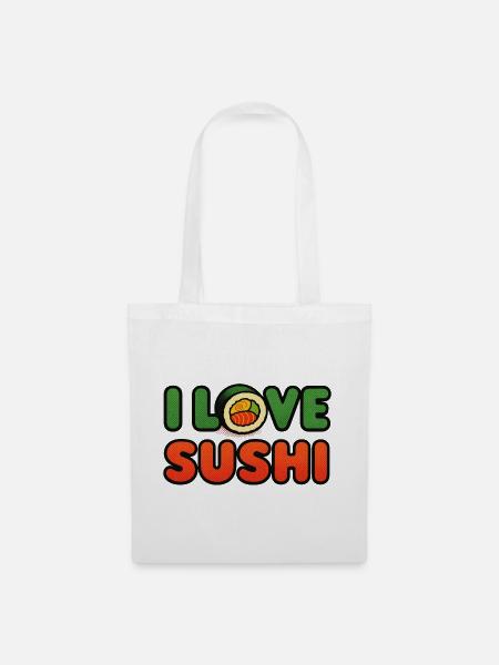 I Love Sushi im Retro-Look - Stoffbeutel - Weiß