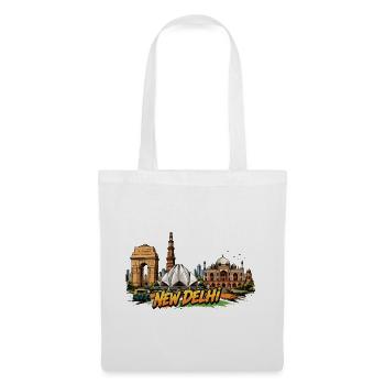 New Delhi Comic Skyline - Stoffbeutel - Weiß - Vorne