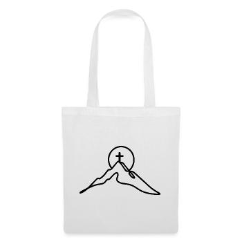 Minimalistischer Berggipfel mit Gipfelkreuz - Stoffbeutel - Weiß - Vorne