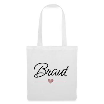 Braut Herz Hochzeit JGA Geschenk - Stoffbeutel - Weiß - Vorne