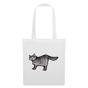 Schnurrbart-Aquarellkatze - Stoffbeutel - Weiß - Vorne