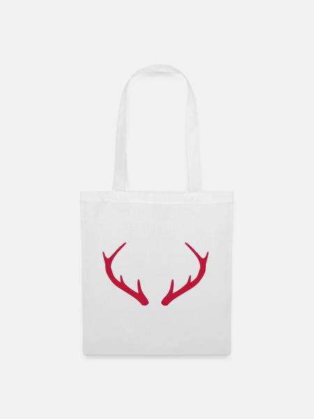 Geweih Hirsch Rentier Geschenk - Stoffbeutel - Weiß
