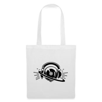 Une console de platines DJ avec un casque, - Sac en tissu - blanc - Devant