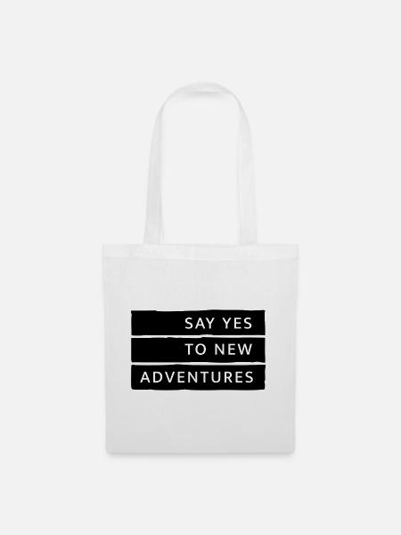 Adventures – Typografie Abenteuer Reise Geschenk - Stoffbeutel - Weiß