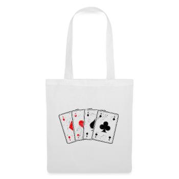 Karo- Herz- Pik- Kreuz-As Kartenspiel Poker Profi - Stoffbeutel - Weiß - Vorne