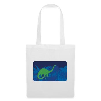 Urwald Dinos Langhals - blau - Stoffbeutel - Weiß - Vorne