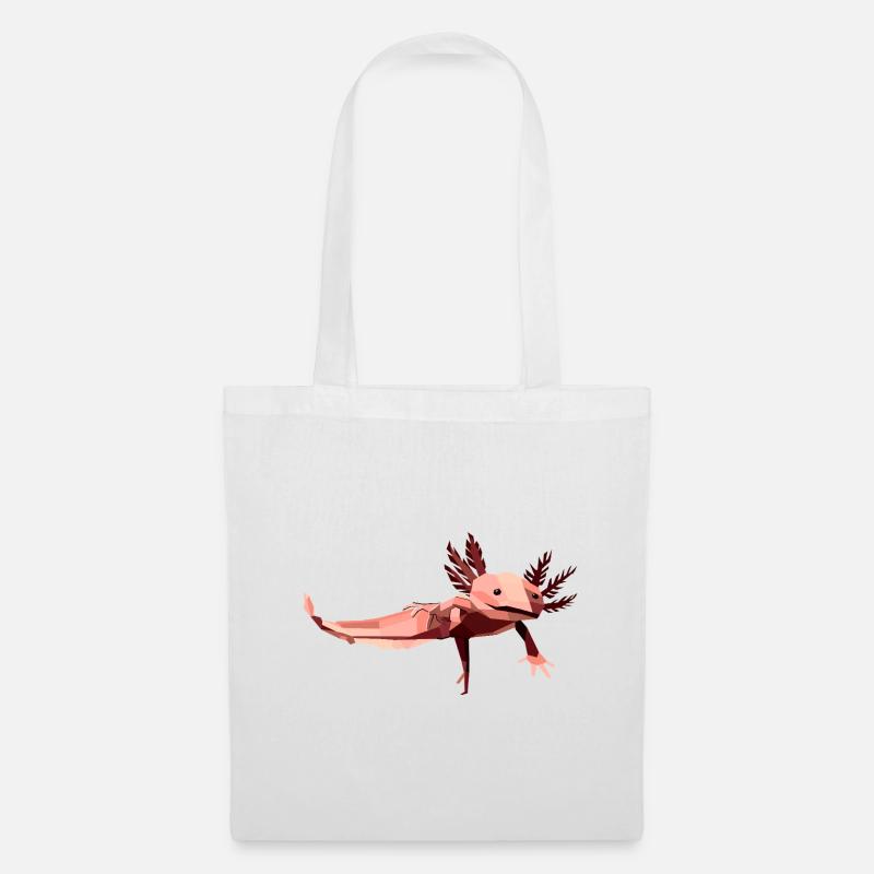 Geometrischer Axolotl mit niedrigem Poly in Rosa - Stoffbeutel - Weiß