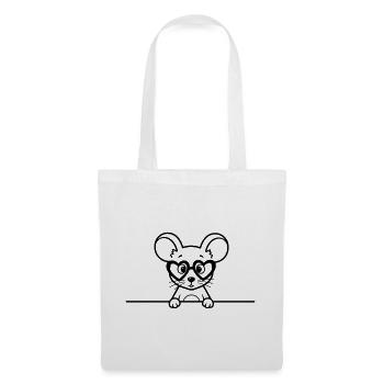Süße Maus mit Herzbrille Lineart - Stoffbeutel - Weiß - Vorne