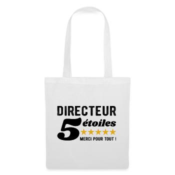 Cadeau Directeur 5 Étoiles - Merci pour tout ! - Sac en tissu - blanc - Devant