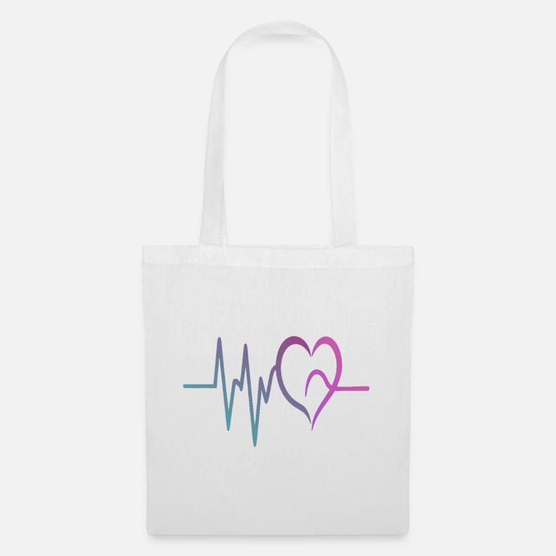 Gradienten-EKG Herz - Stoffbeutel - Weiß