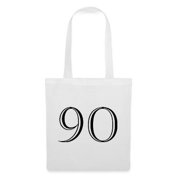 90. 90 ANS. 90e ANNIVERSAIRE. ANNIVERSAIRE 90 ANS. - Sac en tissu - blanc - Devant