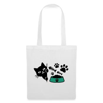 Katze Futternapf Grafik - Stoffbeutel - Weiß - Vorne