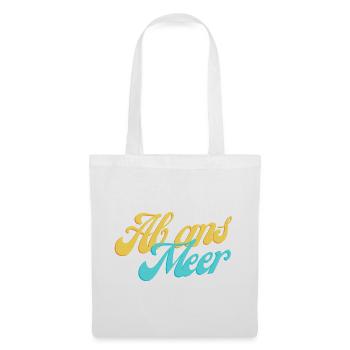 Ab ans Meer – Sommerlicher Retro-Schriftzug - Stoffbeutel - Weiß - Vorne