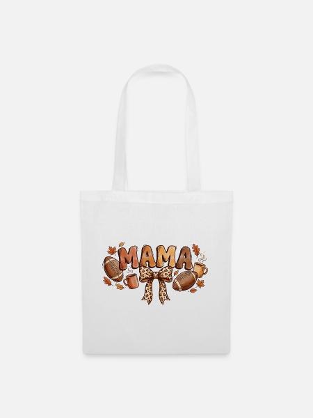 Herbst-Fußball Mama Leopard Bow - Stoffbeutel - Weiß
