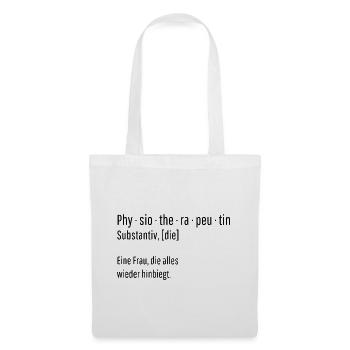 Physiotherapeutin Substantiv Definition Geschenk - Stoffbeutel - Weiß - Vorne