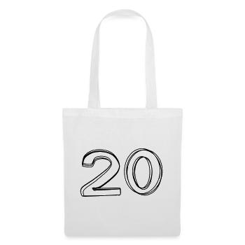 Zahl 20 handgezeichnet - Stoffbeutel - Weiß - Vorne