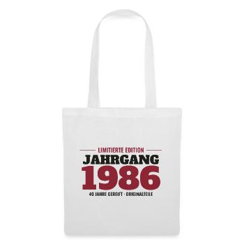 Jahrgang 1986 Limitierte Edition – 40. Geburtstag - Stoffbeutel - Weiß - Vorne